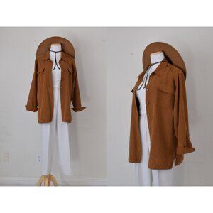 Vintage 90s White Stag Brown Polyester‎ Shirt size L